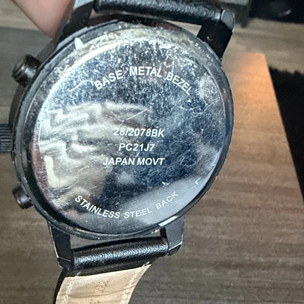 Black Vegan Leather with Gray Face Watch